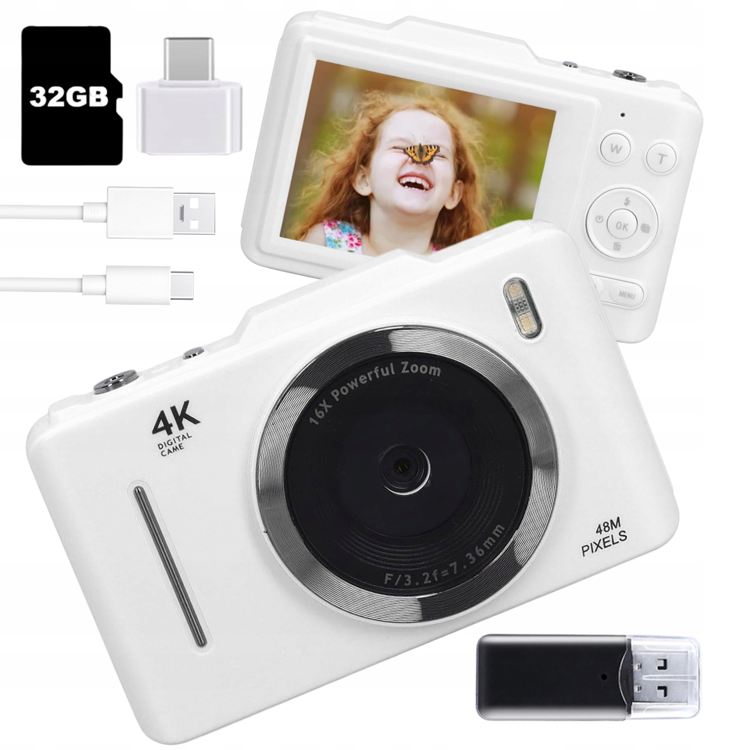 Digitální Fotoaparát 4K 48MP 16X Zoom Antishake Kamera Pro Děti