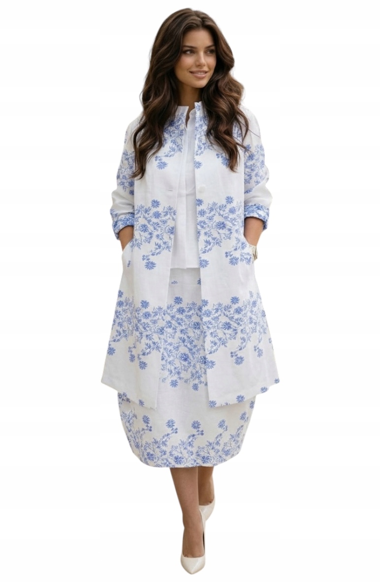 Elegantní dámský komplet kabátu a sukně Wendy Trendy oversize