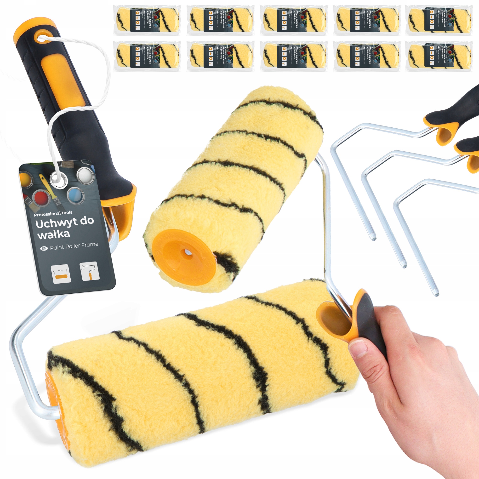 10x Malířský Váleček 18 cm Náhradní barva Emulzních Lepicích laků 3x Uch H0