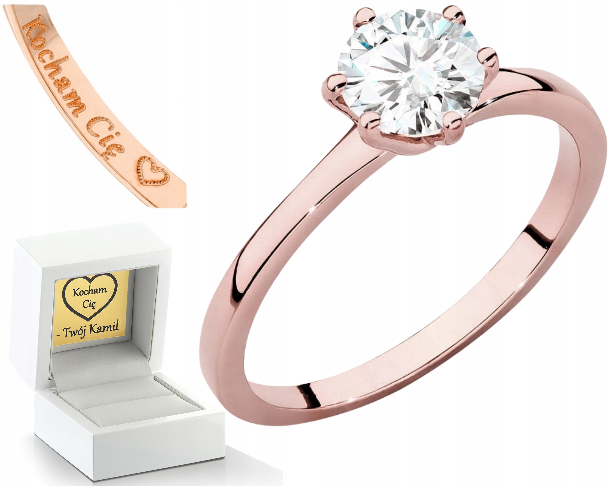 Prsten Z Růžového Prstýnek S Gravírování Diamantem 585 Lab