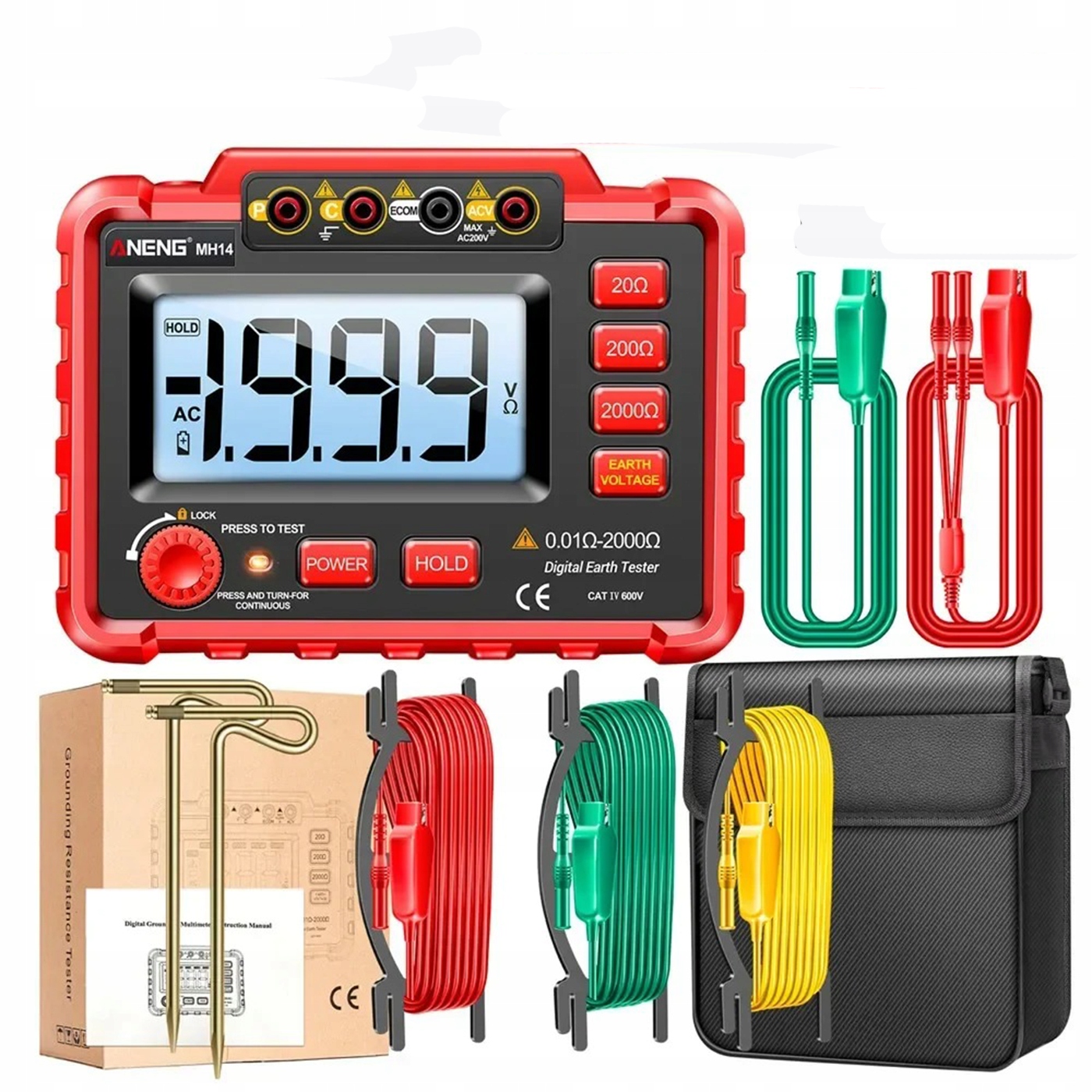 Tester uzemnenia Megomomierz Ohm Voltomierz Ac 200V Ručný 1999
