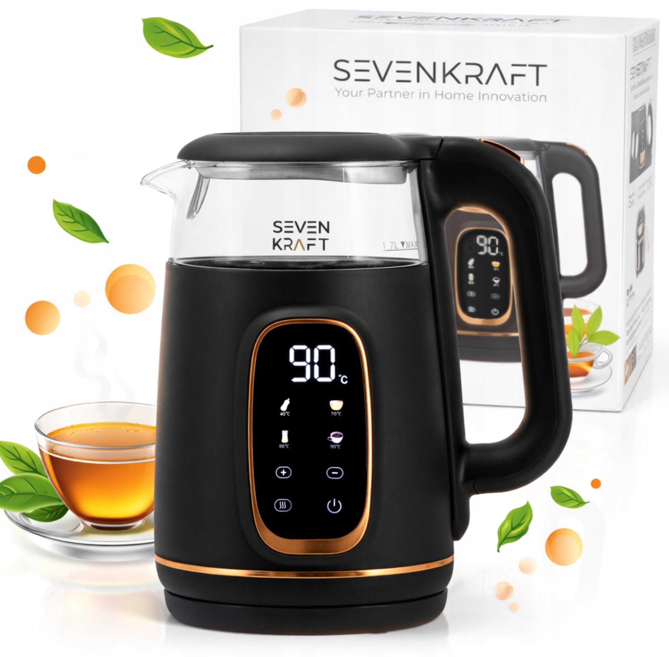 Elektrická varná konvice SevenKraft 1,7 l Regulace teploty Udržování