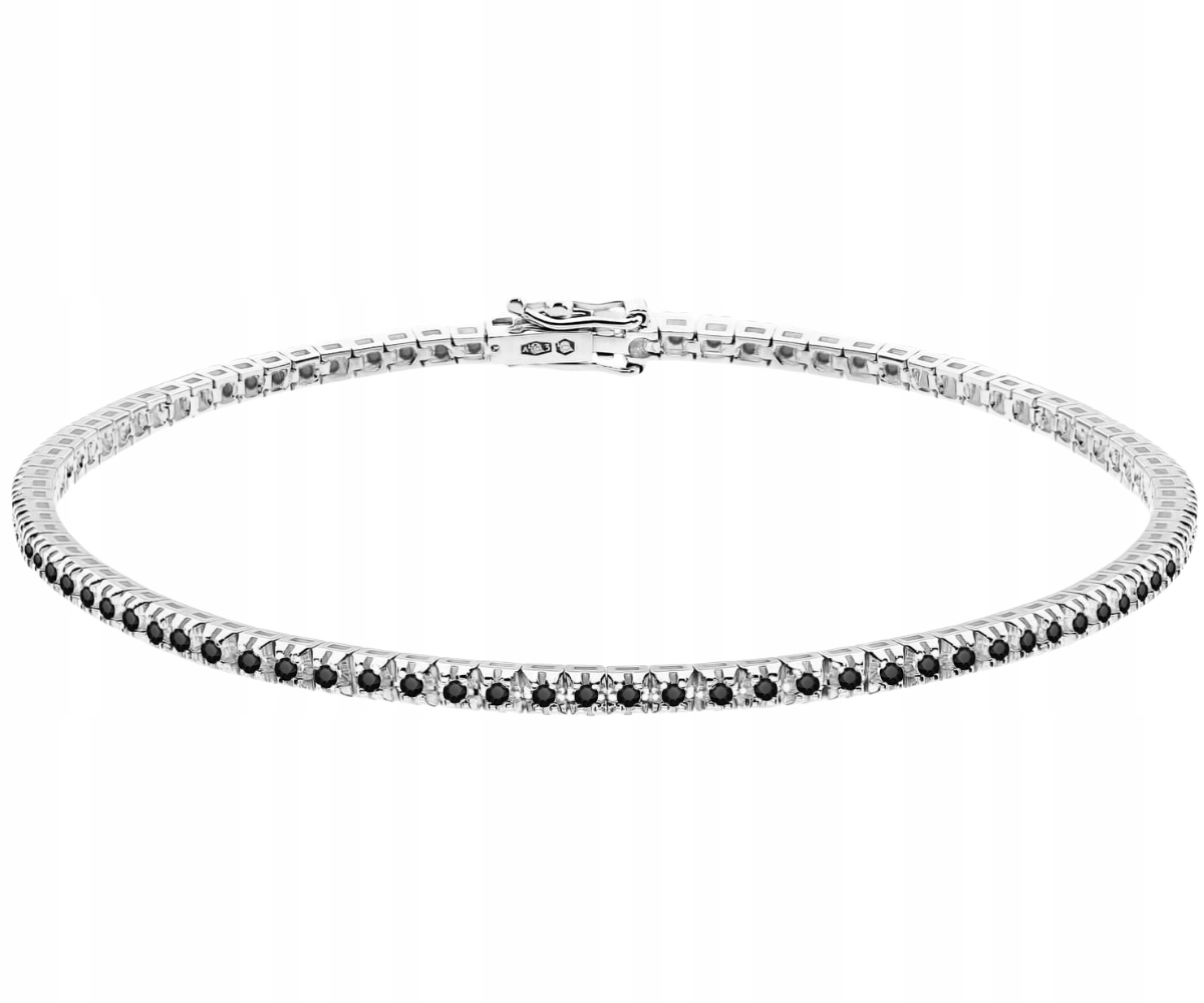 bransoletka z białego złota 585 z czarnymi brylantami 0,48ct