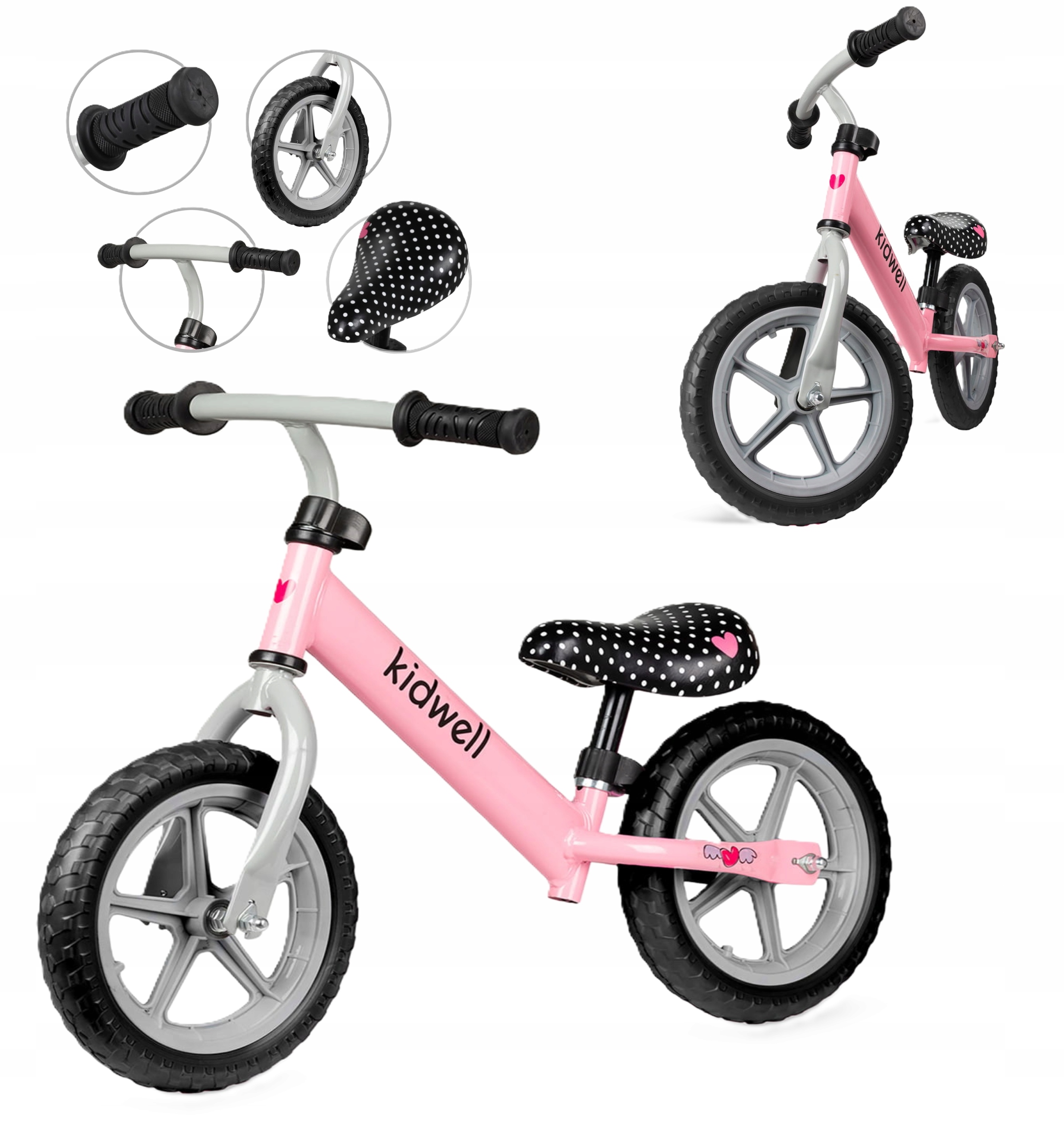 Rowerek biegowy biegówka różowy Kidwell dla dziewczynki do nauki