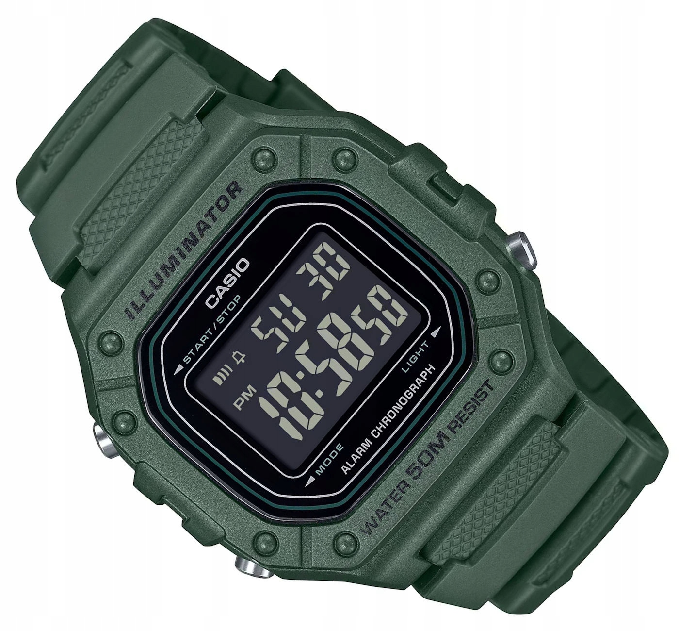 Zelené Mládežnické Sportovní Vodotěsné Hodinky Casio W-218H -3BVEF