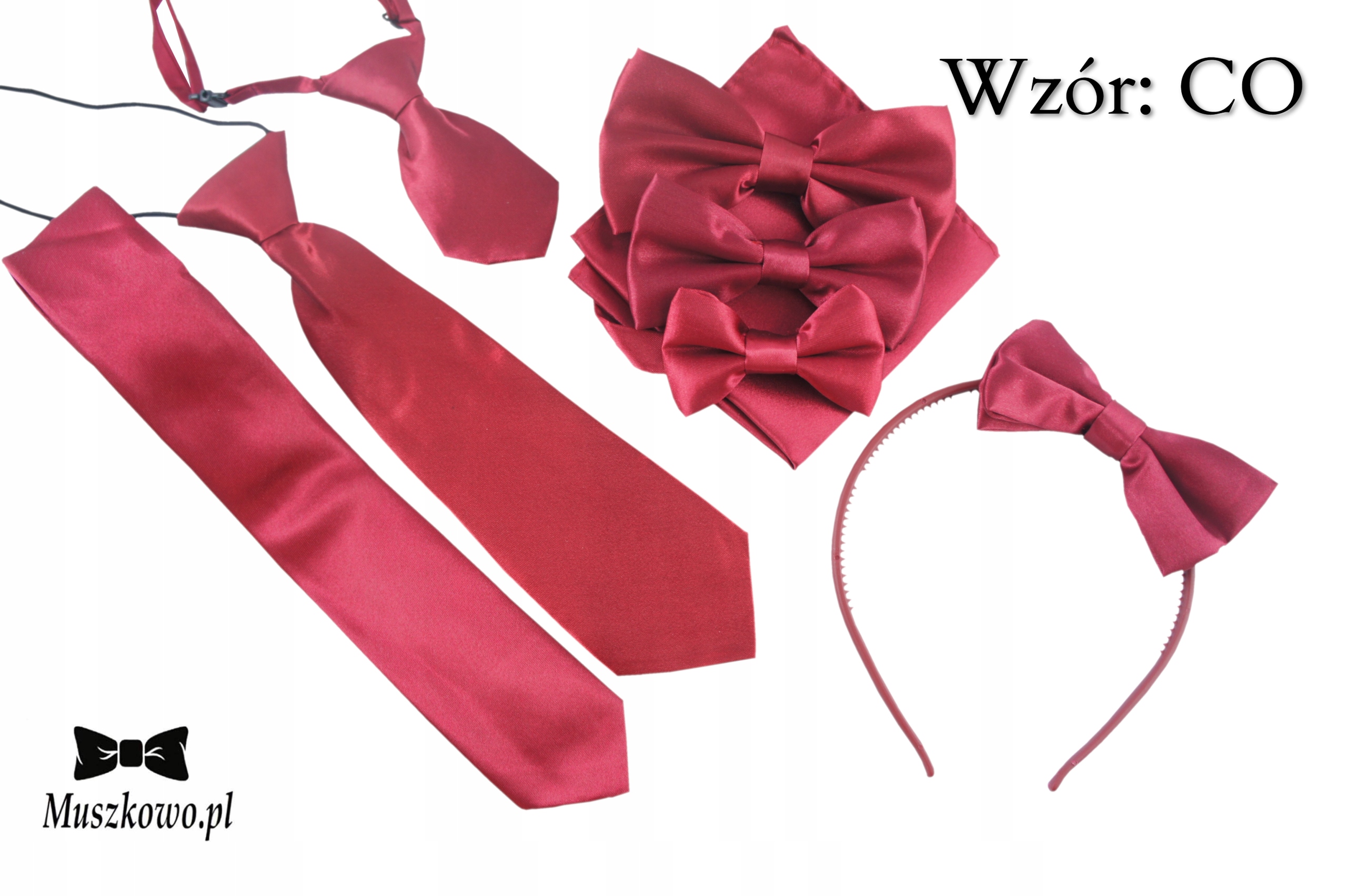 Poszetka wkładka satynowa gładka CZERWONA BORDOWA Marka inna