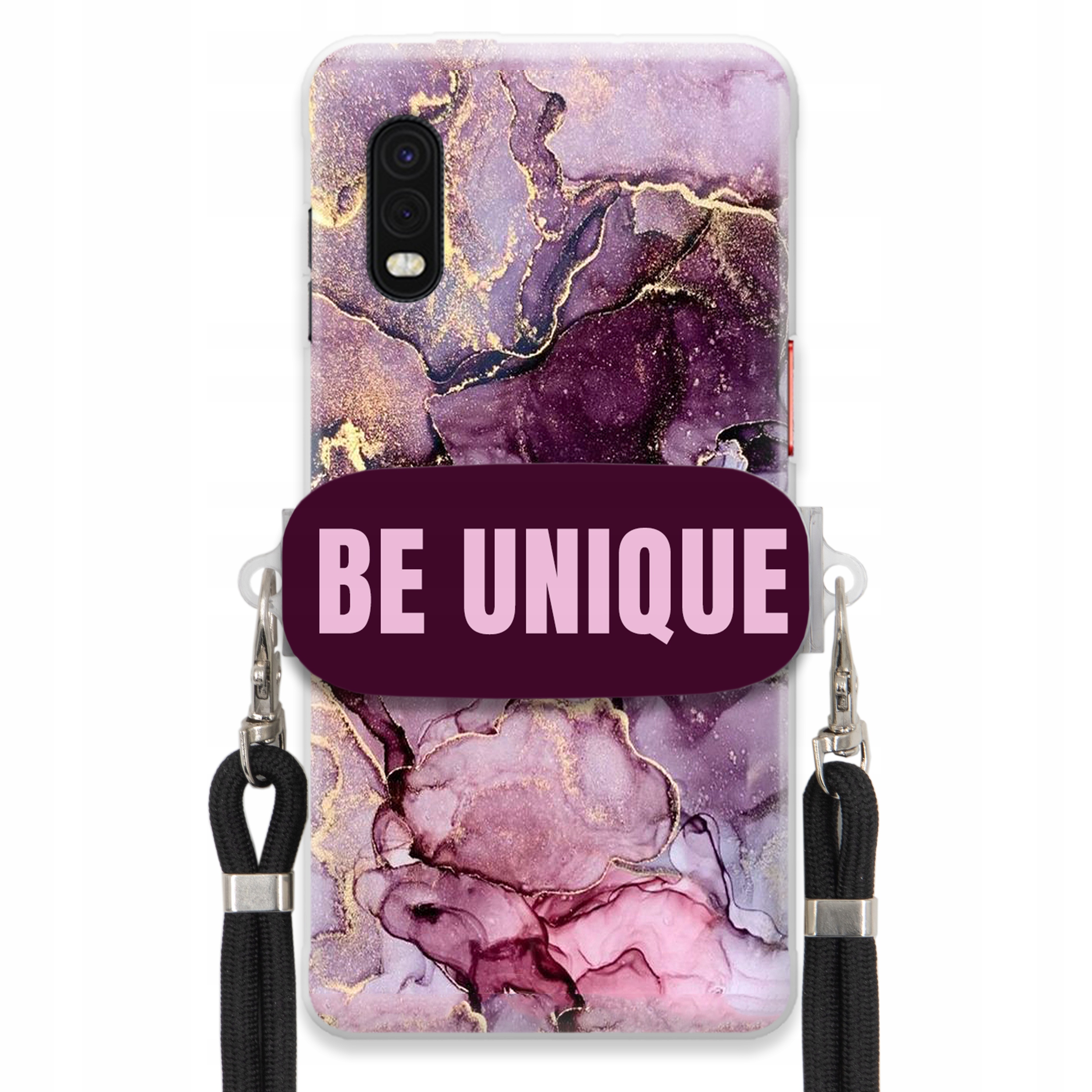 Puzdro pre Samsung Xcover Pro držiak na šnúrku Čierny fialový mramor
