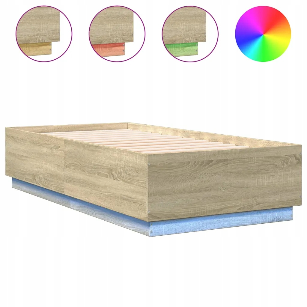Rám postele s Led podsvícením dub sonoma 193 x 93 x 40 cm