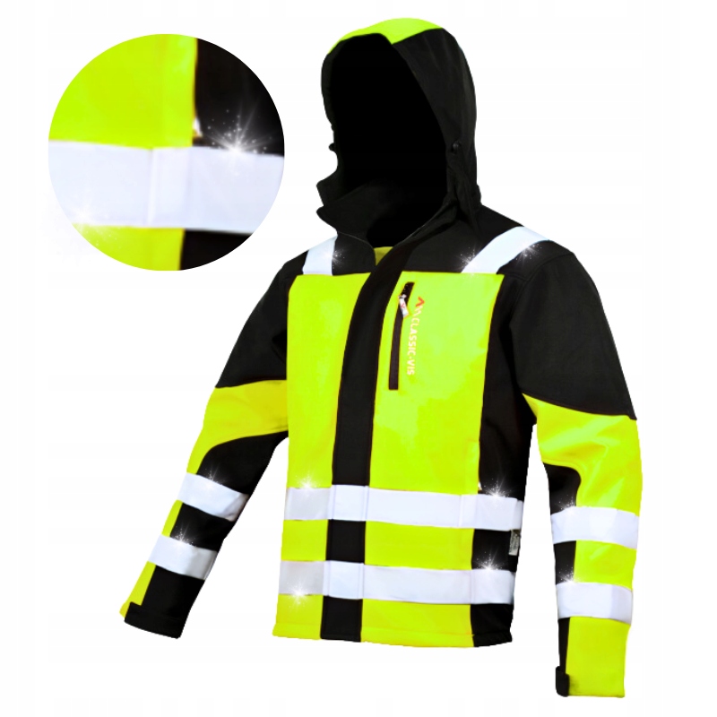 Softshellová Výstražná pracovní bunda Voděodolná Reflexní žlutá 3XL