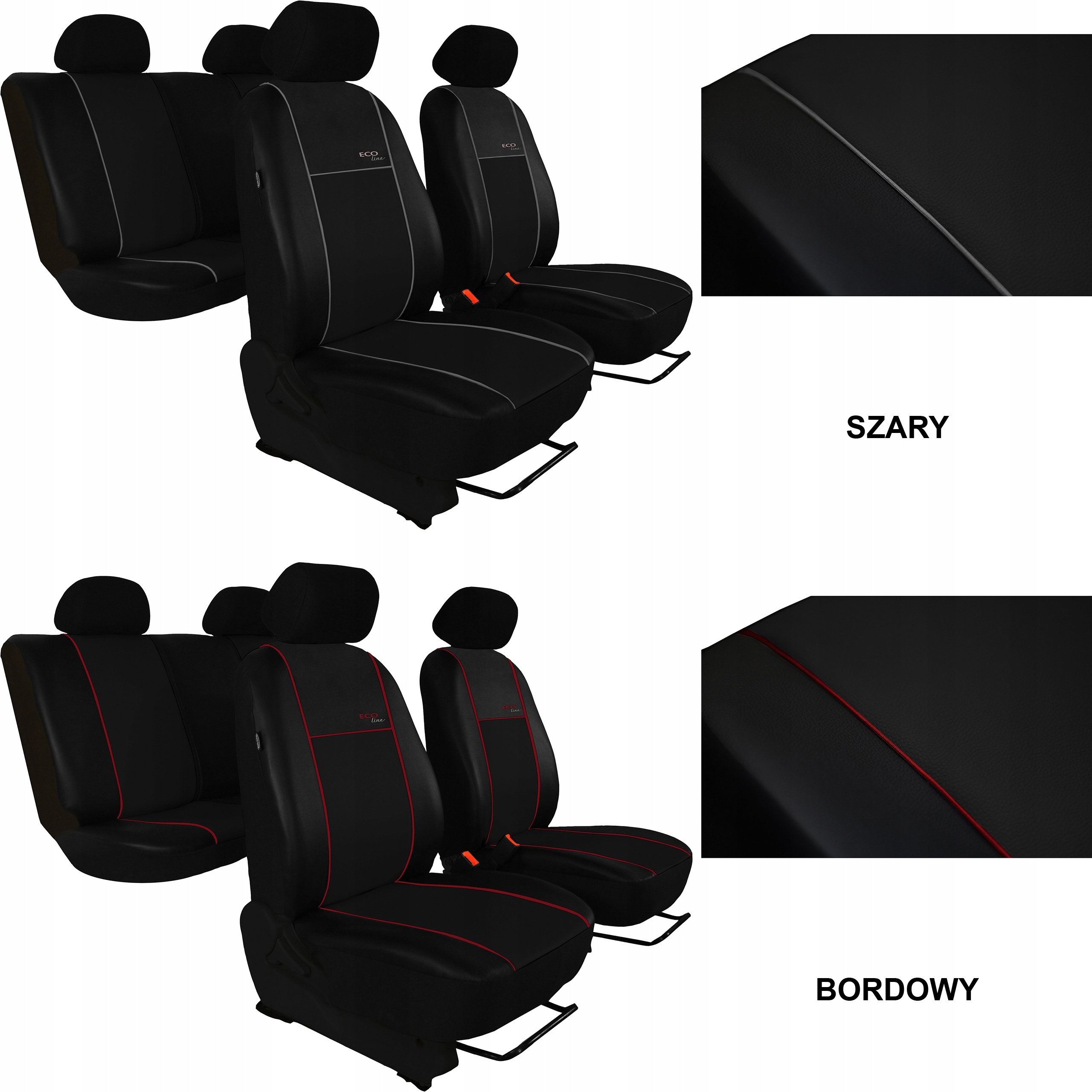 SKÓRA POKROWCE MIAROWE SAMOCHODOWE KOMPLET NA FOTELE do Infiniti QX70 Model Eco Line