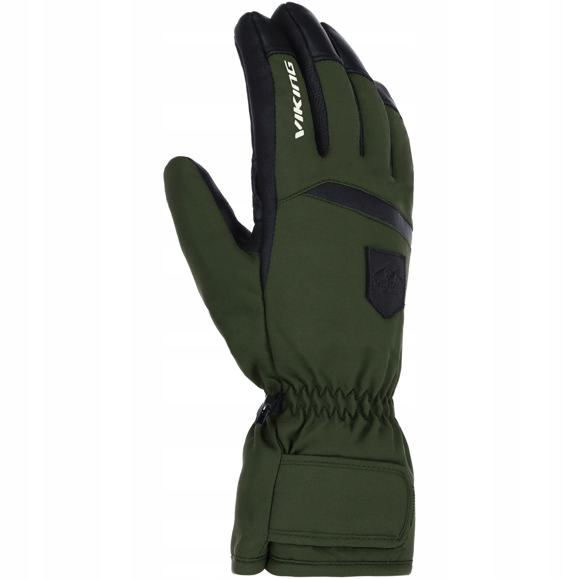 Pánské lyžařské rukavice Viking Lars zelené s kůží, velikost vel.