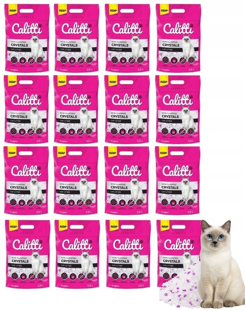 Żwirek silikonowy dla kota Crystals 16x3,8L Calitti antybakteryjny nie pyli