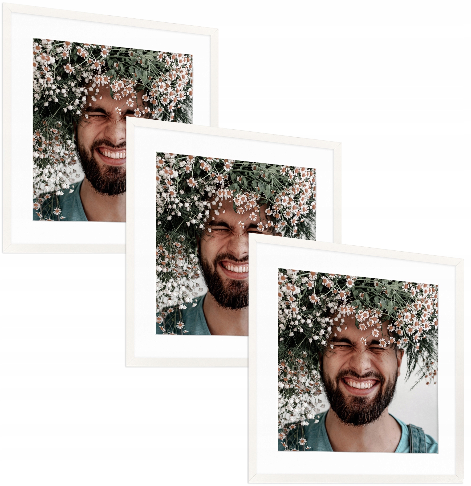 Sada 3 fotorámečků plakát 50x50 s pasparta 40x40 bílá klasická barva