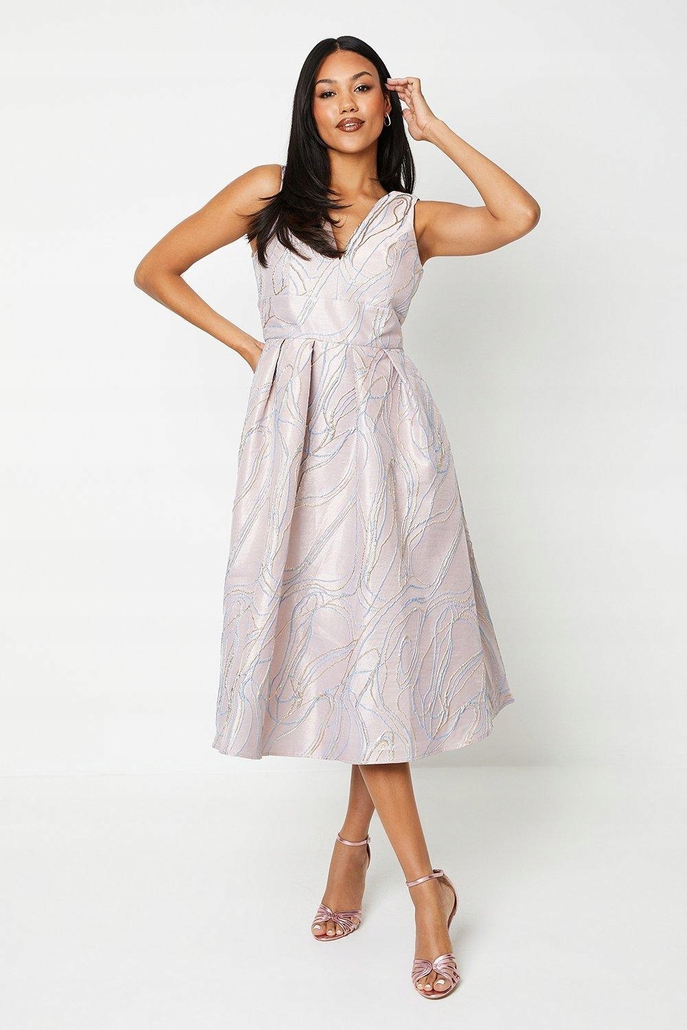 Coast Světle Růžová Šaty MIDI (38)