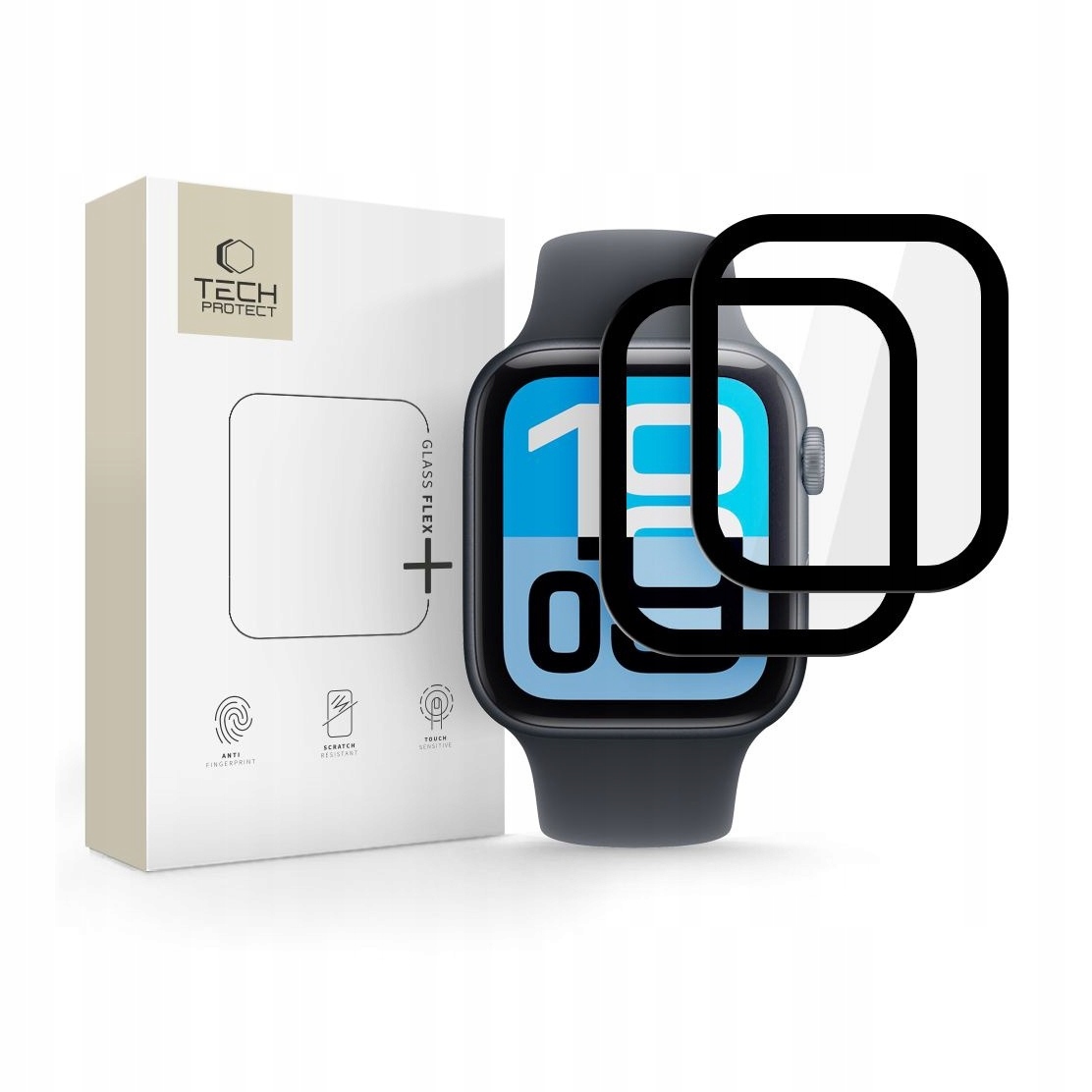 Szkło hybrydowe do Apple Watch 44mm (4/5/6/SE/1/2/3) Tech-Protect czarne
