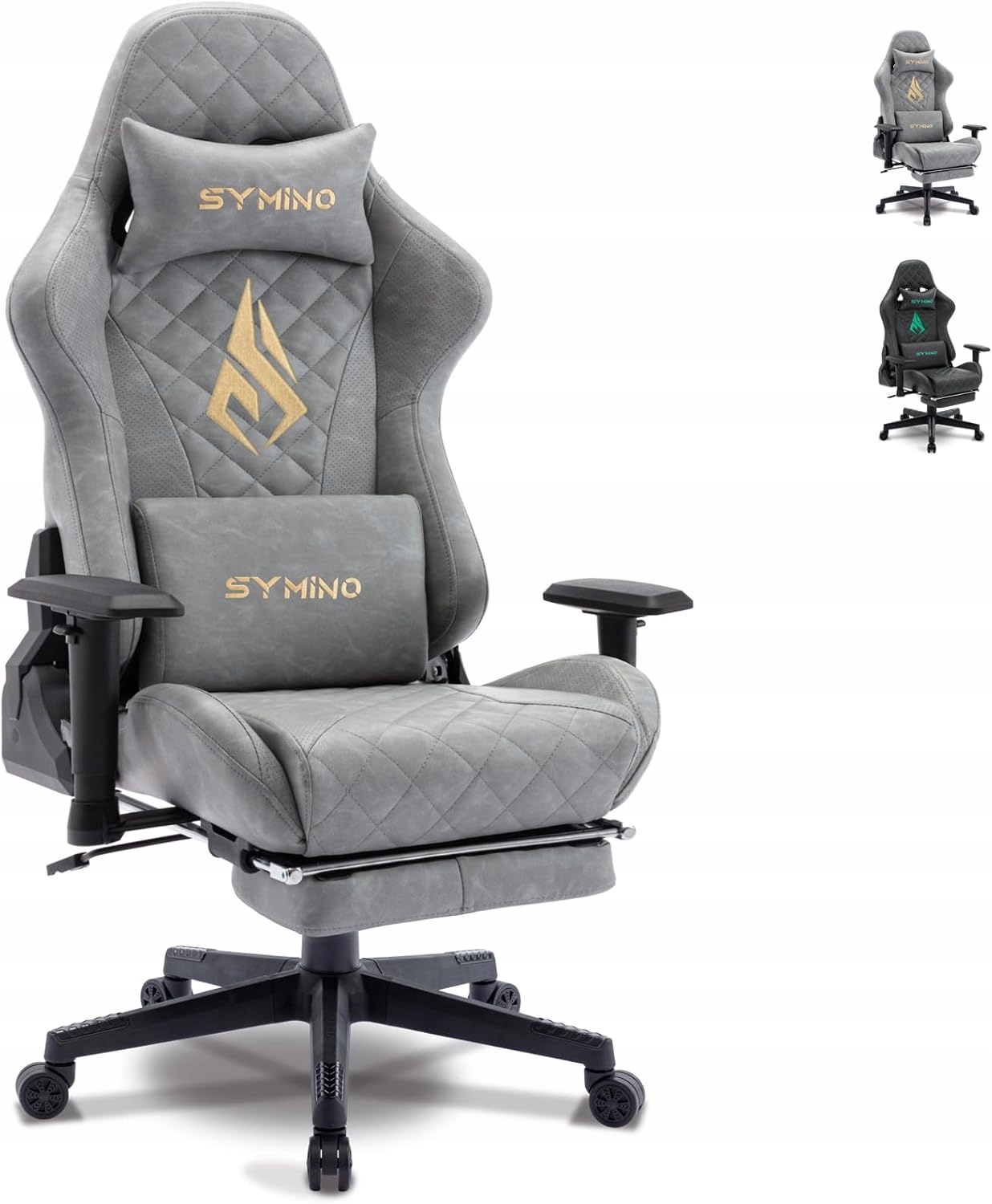 Ergonomická Herná Stolička S 3D Podnožkou, Sivá, Pu Symino