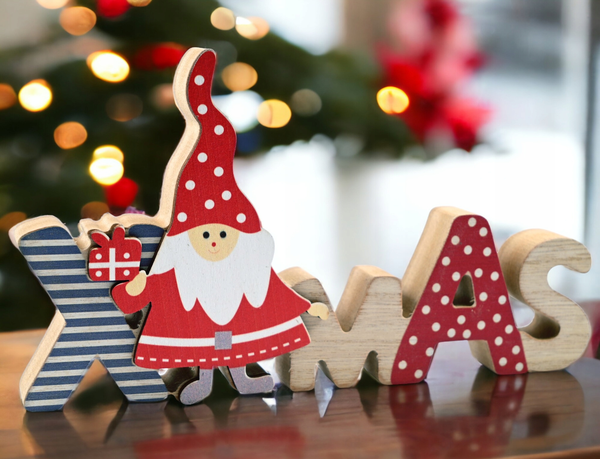 ŚWIĄTECZNA DEKORACJA DREWNIANA FIGURKA NA STÓŁ OKNO SZAFKĘ BOŻE NARODZENIE Marka Midex