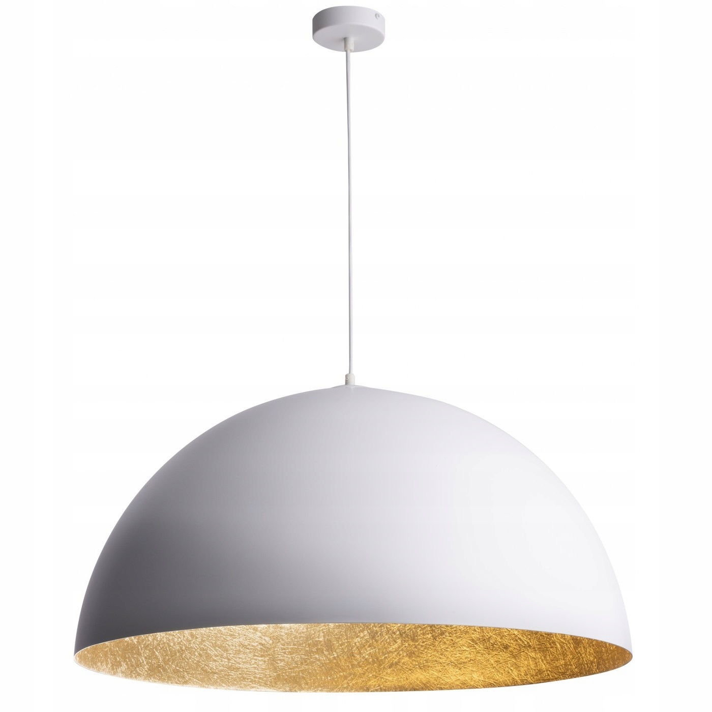Lampa Wisząca Okrągła Misa Półkula Metal Sigma Sfera 70 30133 Biały Złoty
