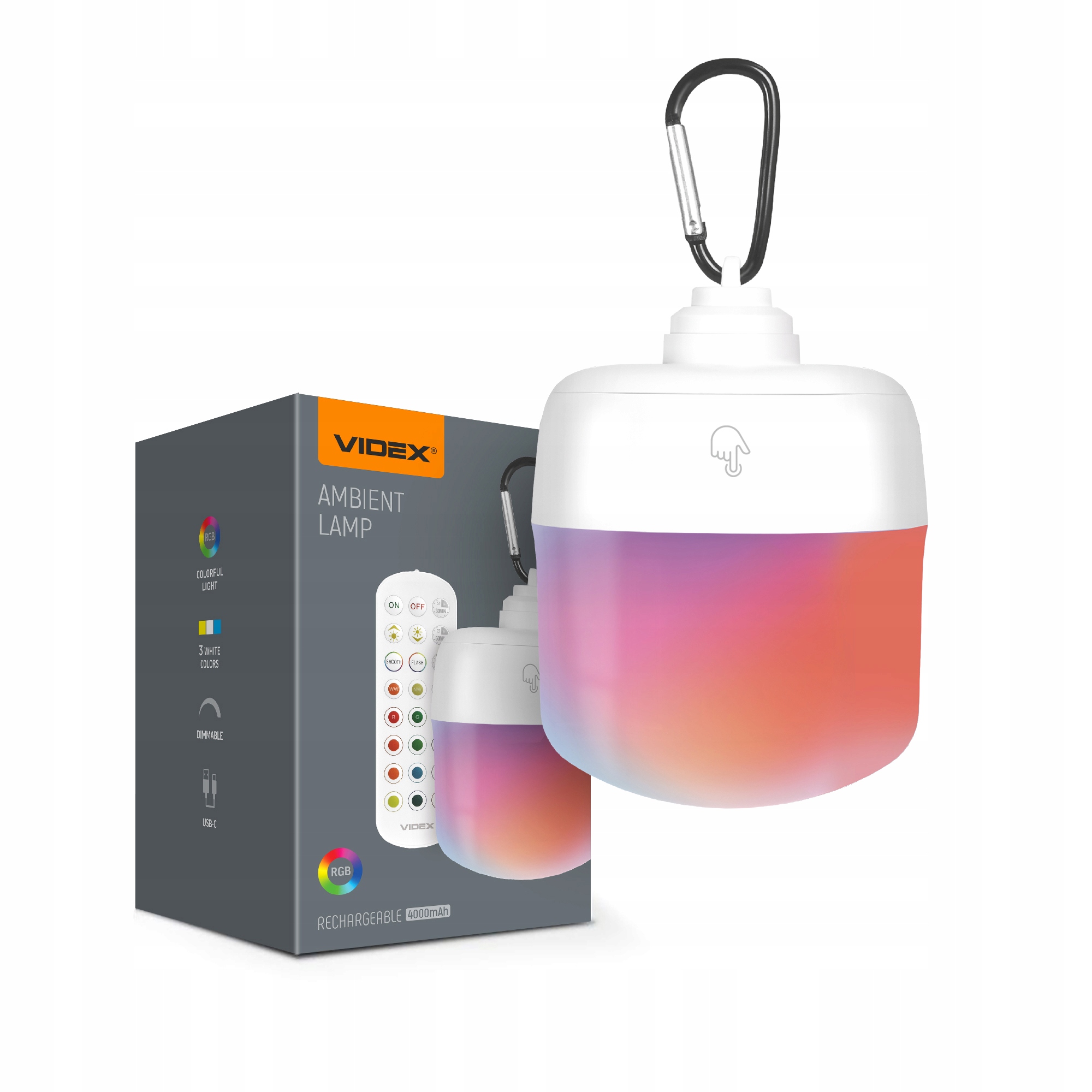LAMPKA AKUMULATOROWA LED Z PILOTEM VIDEX 4000mAh 250Lm RGB