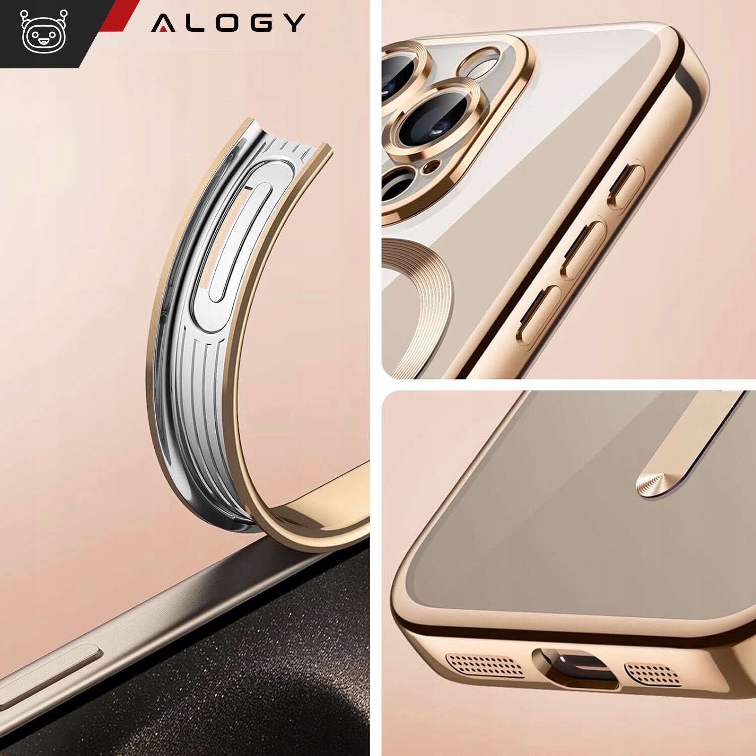 ETUI MAG SAFE CASE DO IPHONE 15 PRO GLAMOUR LUXURY OBUDOWA SLIM RING COVER Dedykowana marka Apple