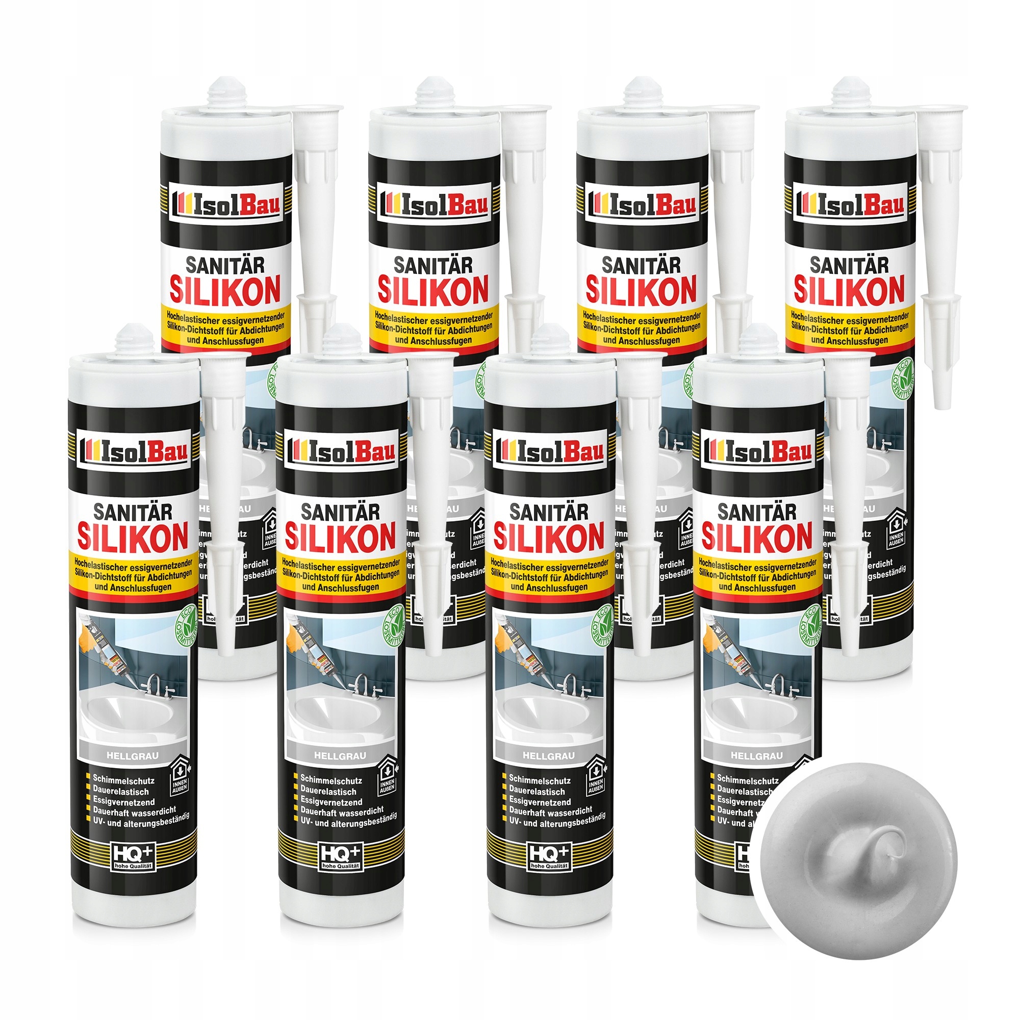 Sanitární silikon Světle šedý IsolBau 8 x 300 ml Odolný vůči plísním