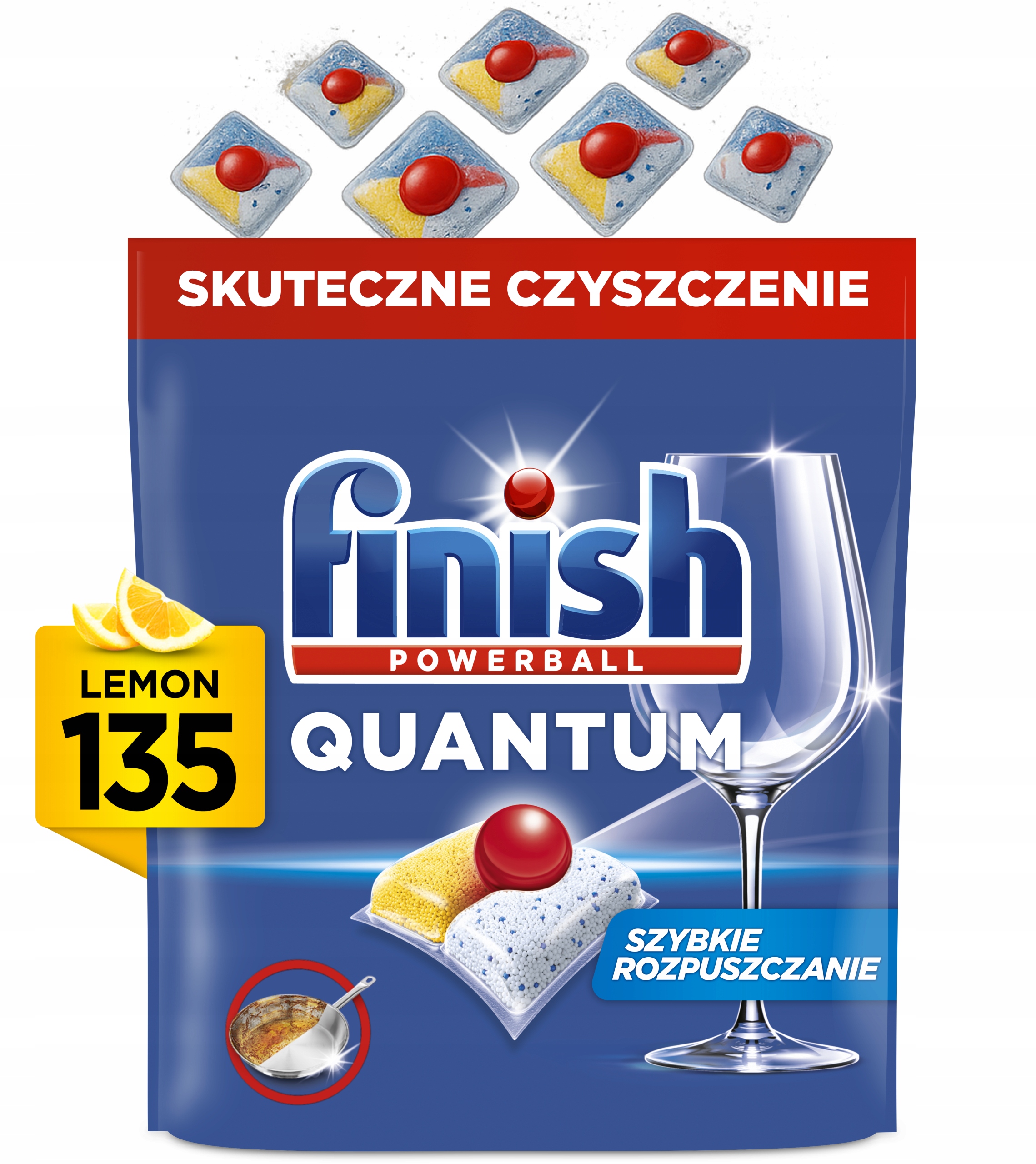 Kapsle do myčky Citronové na mytí nádobí Finish Quantum 135 Lemon