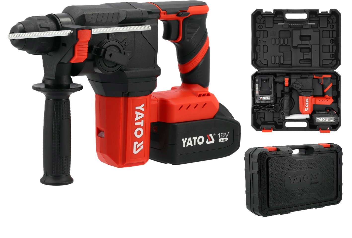 Vrtací Kladivo Sds+ Bezkartáčové Nabíječka Akumulátor 4AH 18V Yato YT-827721