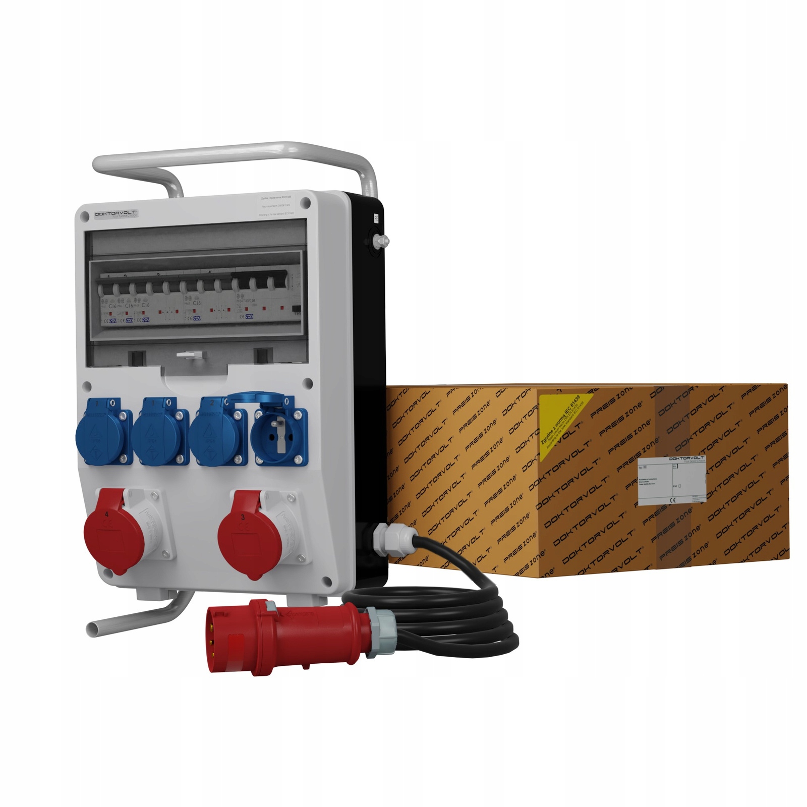 Stavební rozvaděč na stojanu s kabelem Td-s/fi Skhu 2x16A 4x230V