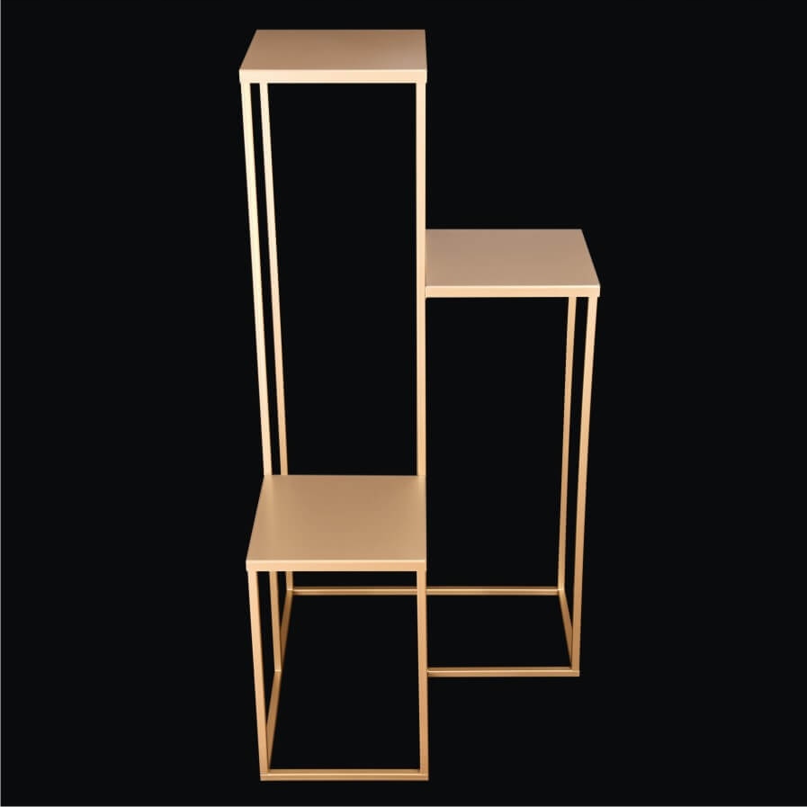 Zlatý Držák Na Květináč z kovu Simple o výšce 100 cm, 3-úrovňový