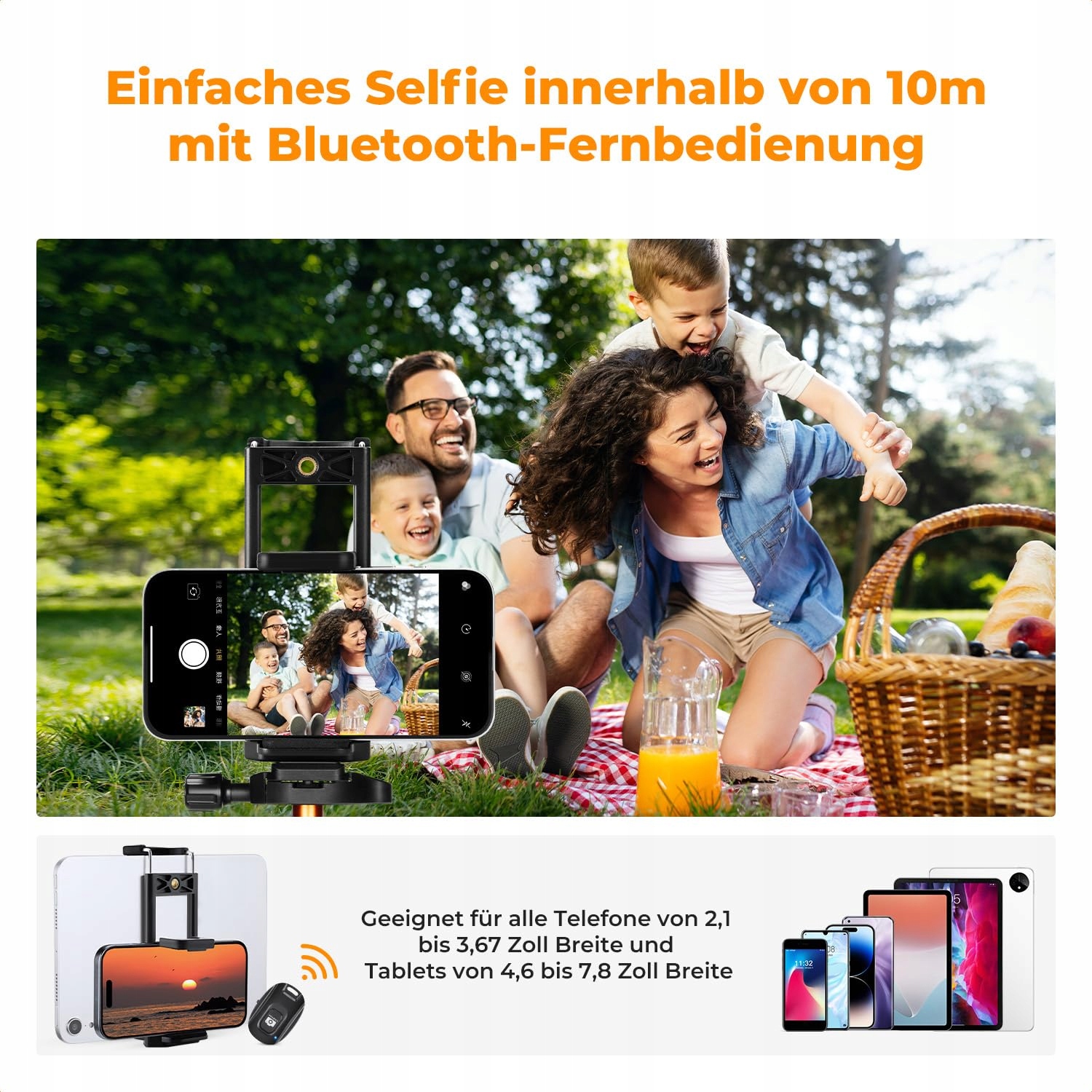 K&F CONCEPT Statyw Kamera 190cm Tripod DSLR Camcorder Telefon Tablet — miniatura 4