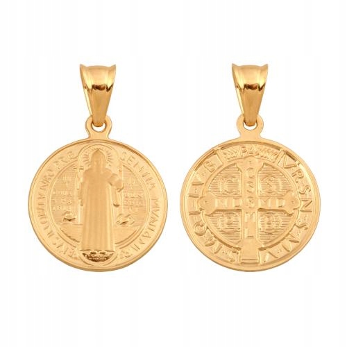 Medailon ze zlata 585 sv. Benedikt, jedinečný dárek pro dítě na křtiny
