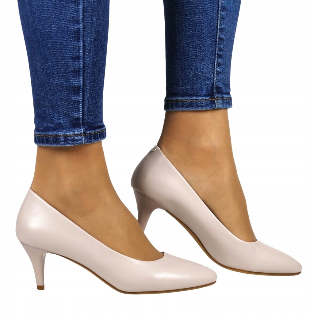 Světle Šedé Lodičky Podpatky Nízký Podpatek Módní Elegantní Pohodlné Top 38