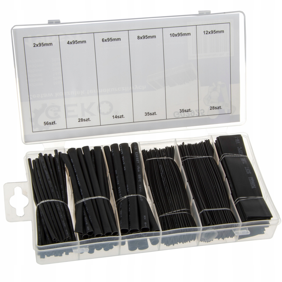 Zestaw rurek rurki termokurczliwych 196szt. Geko