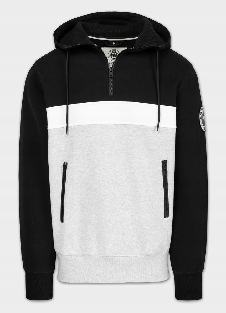 Pánská mikina s kapucí Pitbull Gibson s poloviční zipem a klokaními Klokanka