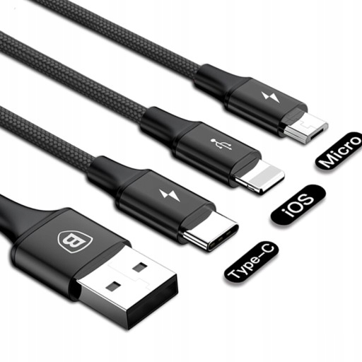 KABEL DO TELEFONU 3w1 MICRO USB USB-C Lightning Kod producenta Inny