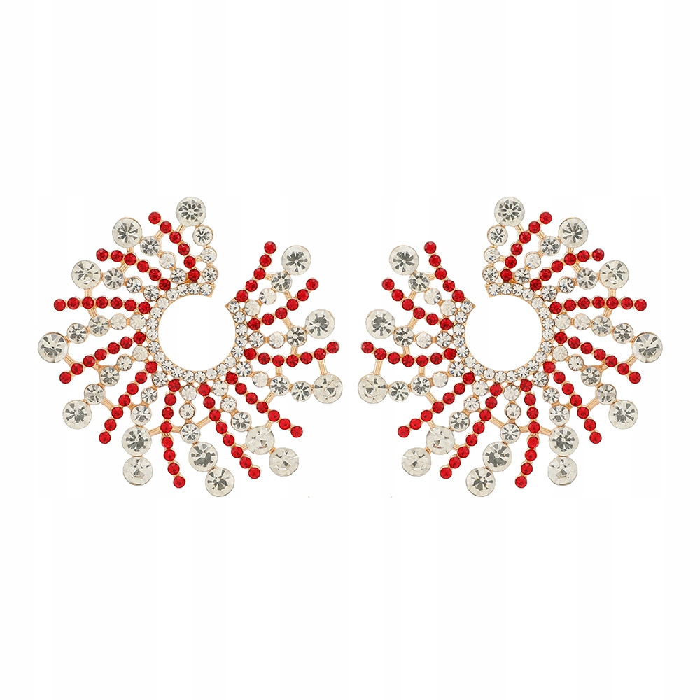 Kolczyki Sztyfty Złote Czerwone Słońca Promienie Cyrkonie Kryształki 58mm Materiał Inny