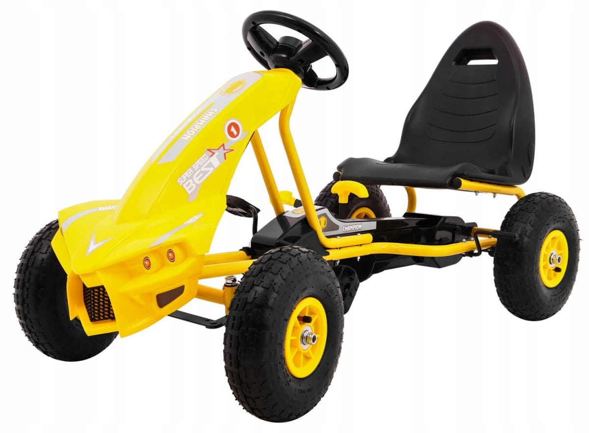 Gokart na pedały dla dzieci 3+ Champion żółty hamulec ręczny reg. siedzenie