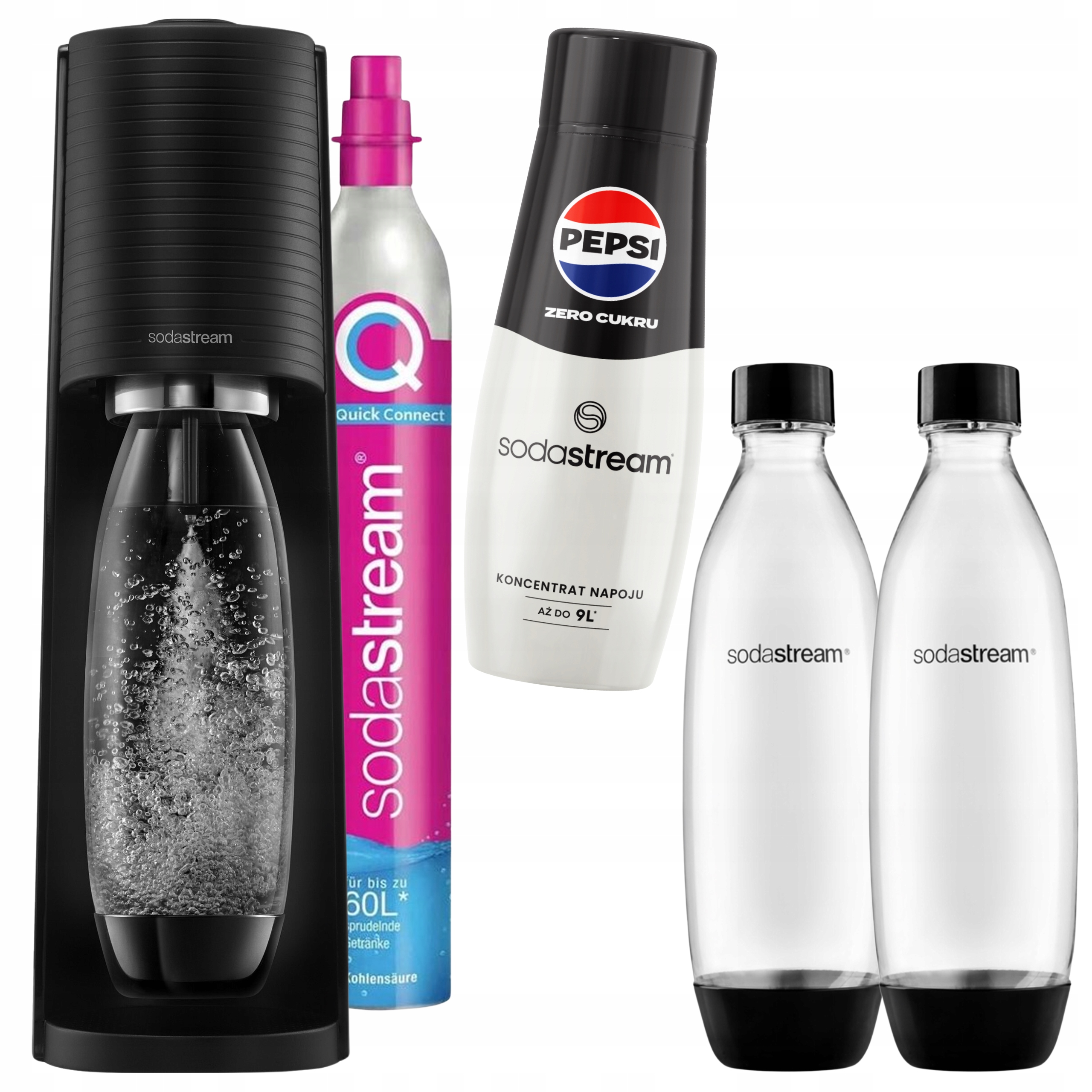 výrobník sody, sifon na perlivou vodu SodaStream Terra 2 lahve 1 l sirup Pepsi Max