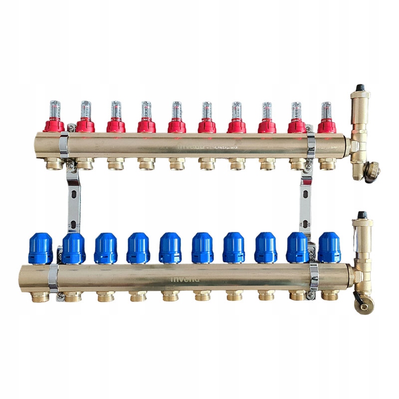 Rozdělovač Invena 10 mosazných obvodů prov