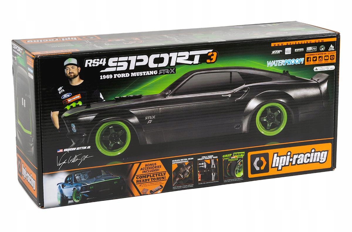 Model HPI RS4 Sport 3 - Ford Mustang RTR-X Drift + Koła do drift'u gratis Waga produktu z opakowaniem jednostkowym 3 kg