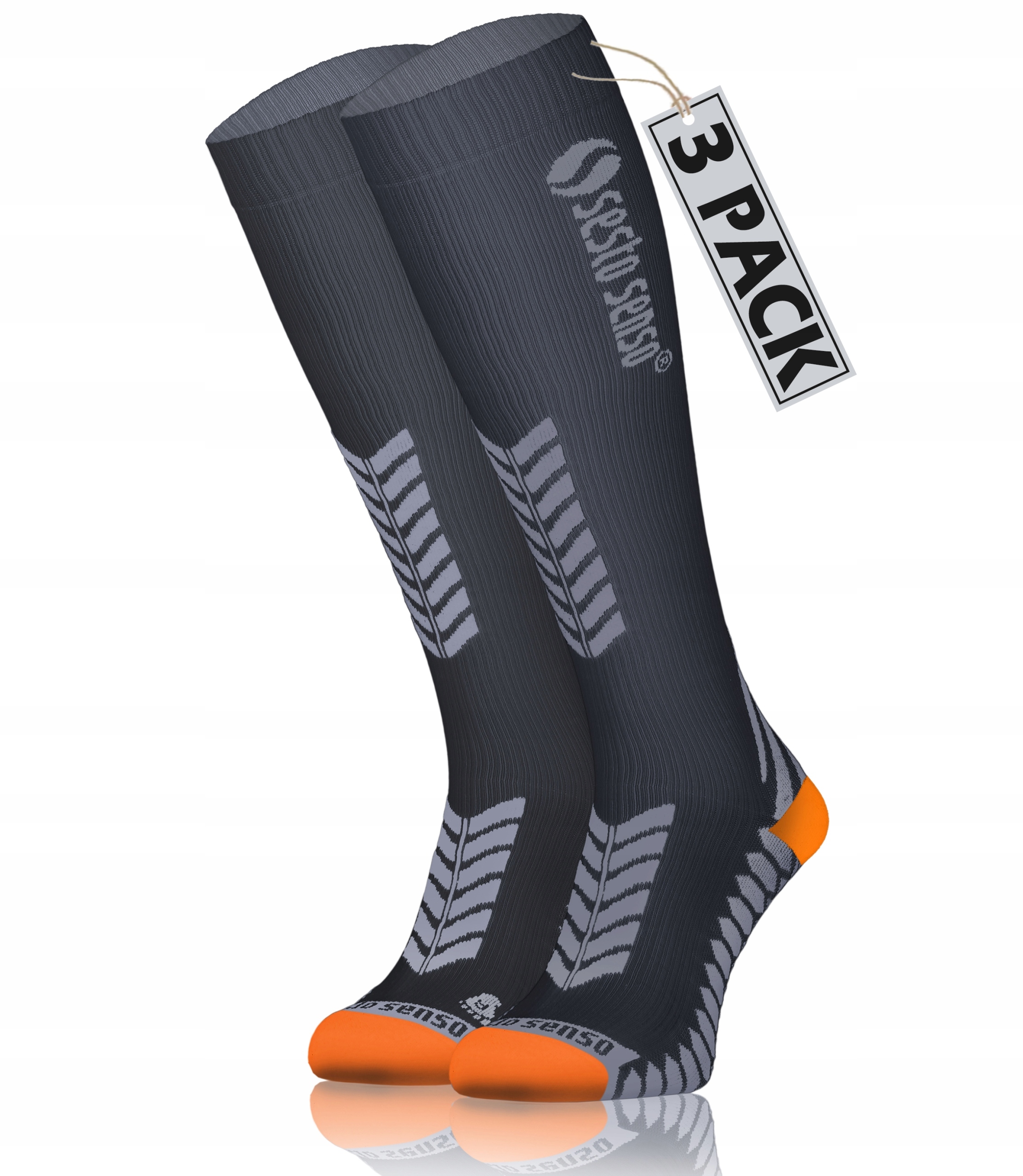 Sesto Senso 3 pary wysokich skarpet do biegania 35-38 szare