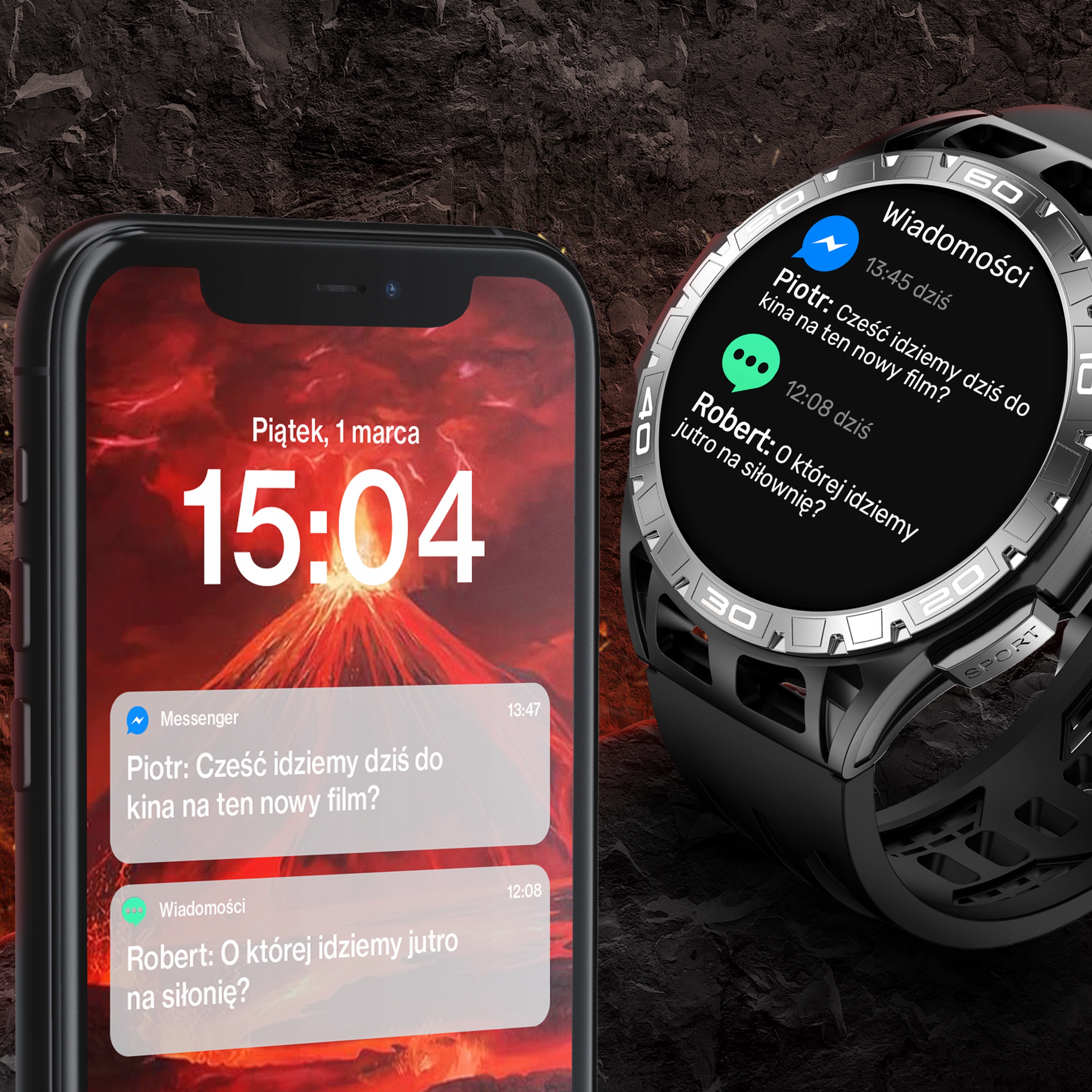 SMARTWATCH ZEGAREK MENU MĘSKI ROZMOWY POLSKIE SPORT AMOLED SMART WATCH Wodoszczelność tak
