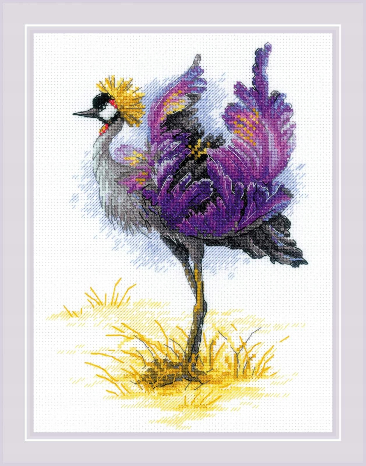 Riolis 2212 Korunový jeřáb, křížková výšivka 18x24 cm