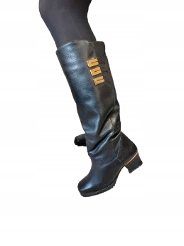 klasické dlouhé zateplené kozačky dámské kůže 41