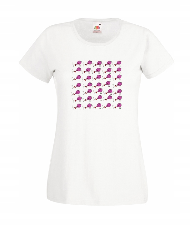 

S Koszulka Damska Folk Folkowy Kot Ptaki Wzory