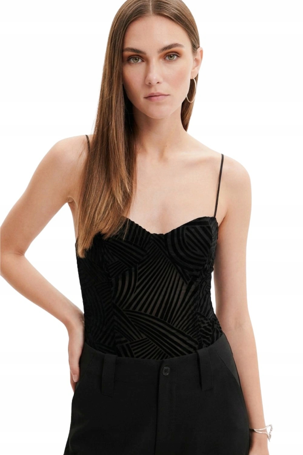 Dámské body Desigual Velty černé samet síťovina na ramínkách vel. XL