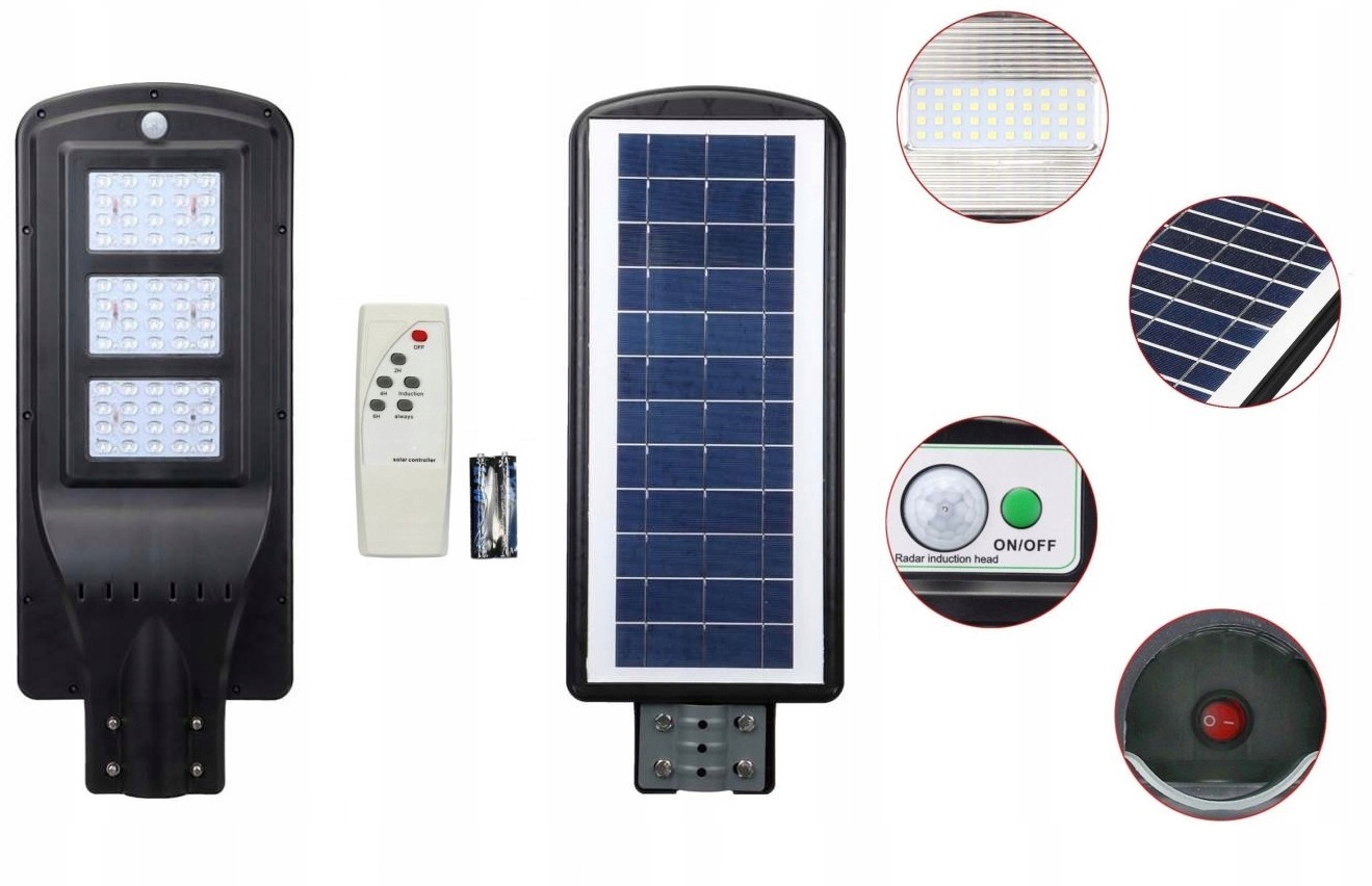 СОНЯЧНИЙ ВУЛИЧНИЙ ЛІХТАР З ДАТЧИКОМ R / З 120 ВТ ПУЛЬТ ДИСТАНЦІЙНОГО КЕРУВАННЯ