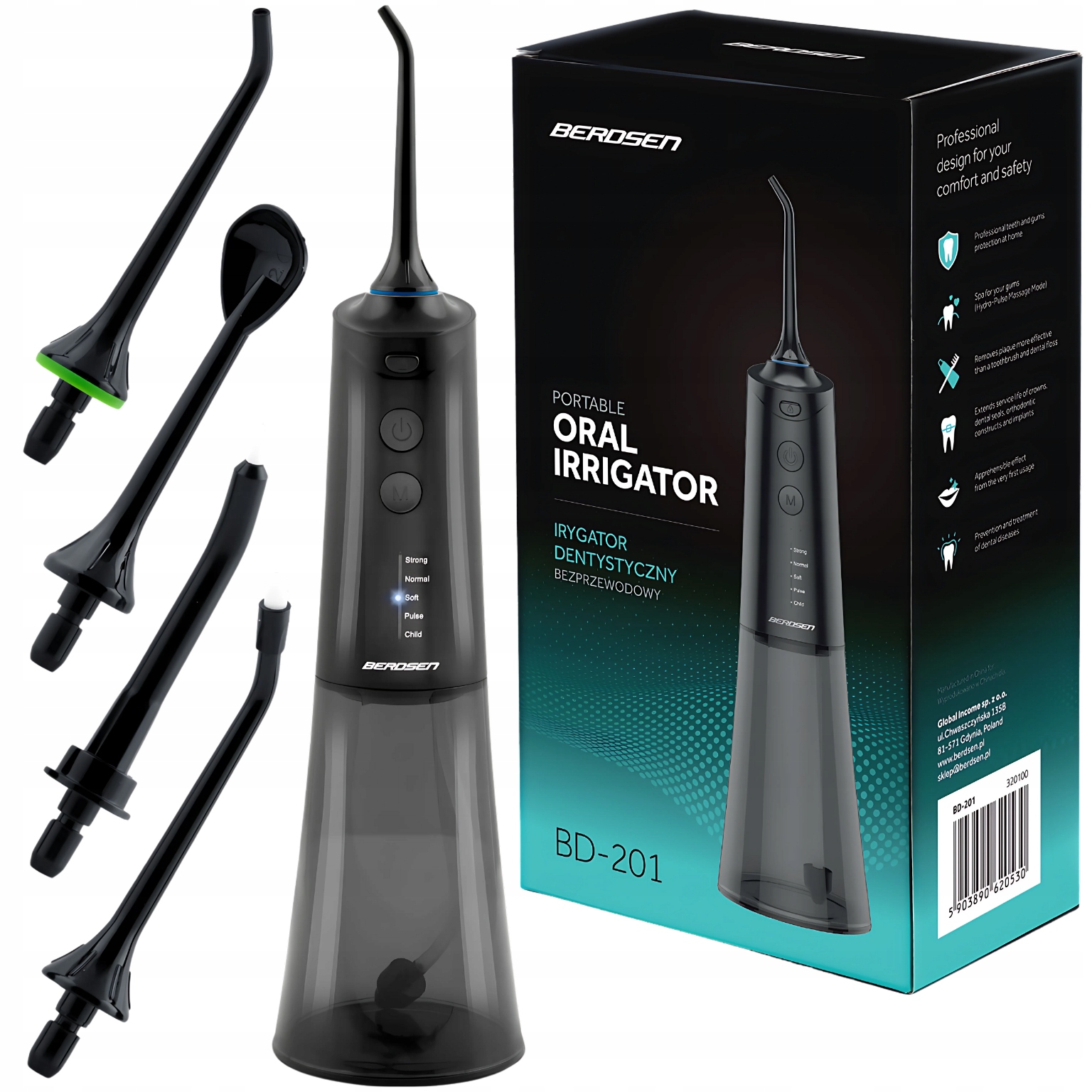 Irygator Do Zębów Bezprzewodowy Dentystyczny 5 Końcówek W Zestawie