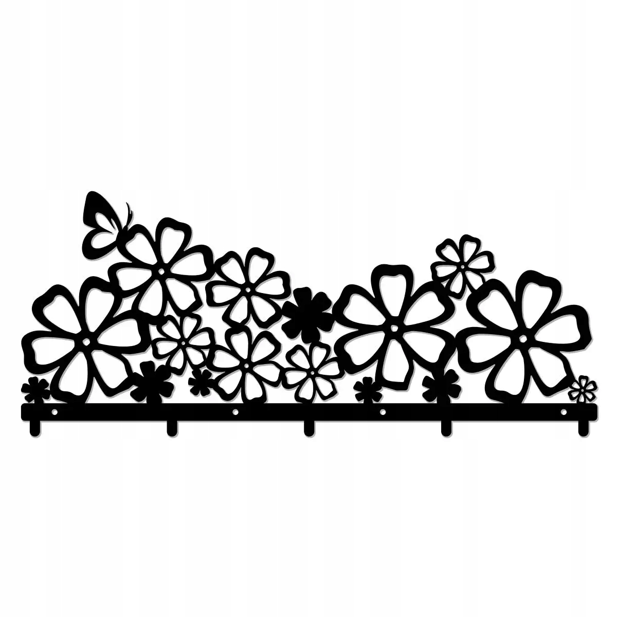 Nástenný Vešiak Na Oblečenie 60 cm Pevná Oceľ 2 mm Čierny Kvety