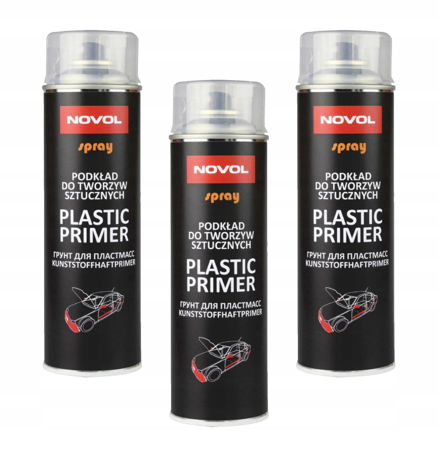 3x Novol Plastic Primer Podkład Do Tworzyw Sztucznych